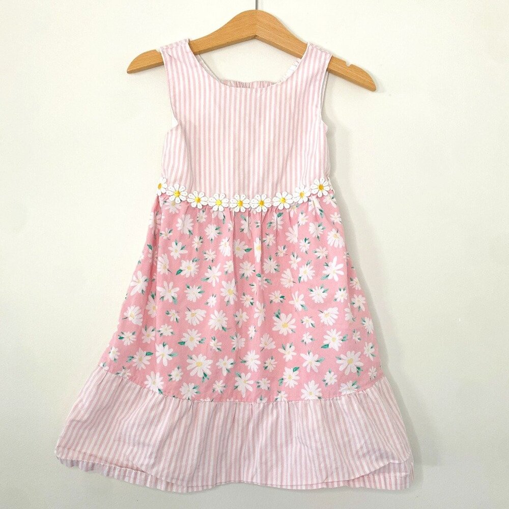 Penelope Mack Daisy Floral Striped‎ Dress – Size 4, Keyhole Back